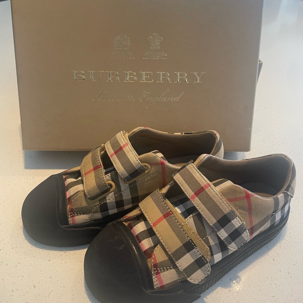 Burberry Black and Tan Sneakers with Iconic Check Pattern